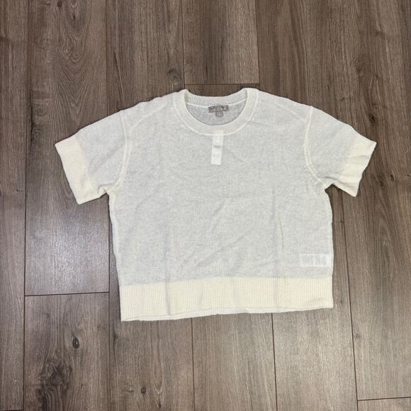 J.Crew Alpaca-Blend Oversized Sweater T-Shirt WMNS M White Crewneck Short Sleeve - Picture 2 of 6